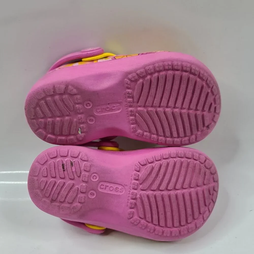 Crocs Girl's Party Pink Karin Novelty Lemon Adjustable Slip-On Casual Clogs Sz 6